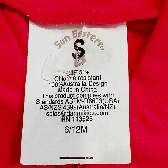 Sun Busters Swim Suit UPF50+ Size 6/12m Pink Green - Picture 3 of 5